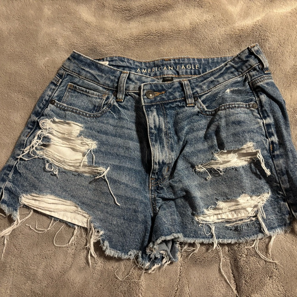 American Eagle Outfitters Ripped Blue Jean Shorts